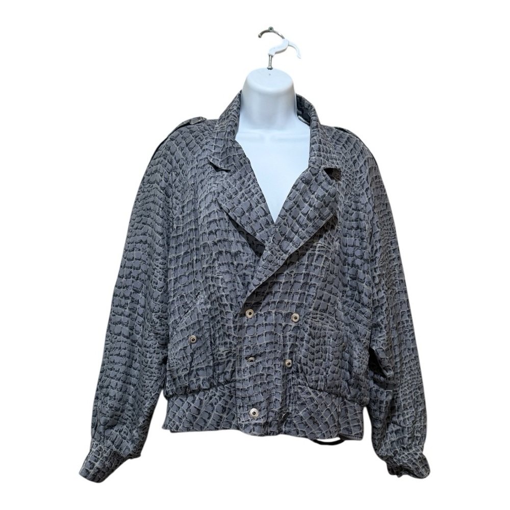 Diane Gilman Charcoal Utility Jacket 100% Silk‎